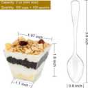 Colovis Mini Dessert Cups, 100 CT 2oz Clear Plastic Parfait Appetizer Cups with Spoons Mini Square Dessert Bowls for Serving, Tasting (100)