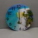 16 Inch Large Outdoor Clock Waterproof - Beach Coastal Style Nautical Ocean Decorative Glass Wall Clocks for Patio Pool Living Room Home Decor, Blue