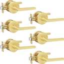 Goldenwarm Gold Closet Door Handles Interior, Bruhsed Gold Interior Passage Door Handles, Heavy Duty Zinc Alloy Indoor Brushed Brass Door Levers for Closets and Hall (6 Pack)
