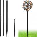 LEIFIDE Matte Black 72" h Replacement Pole for Large Wind Spinner, Windmill Replacement Parts, Three-Part Composition, 22mm Thicker Tube, Easy Assembly for Large Metal Wind Spinner (2 Prongs Base)