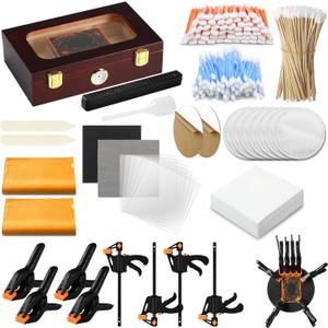 Didaey 539 Pcs Card Flattening Tool Kit Trading Card Repair Accessory Grading Cleaning Kit for Collectors Collectible Cleaning Protect Fix Bent Cards Flatten Lifted Edges Accessories(Wooden Style)