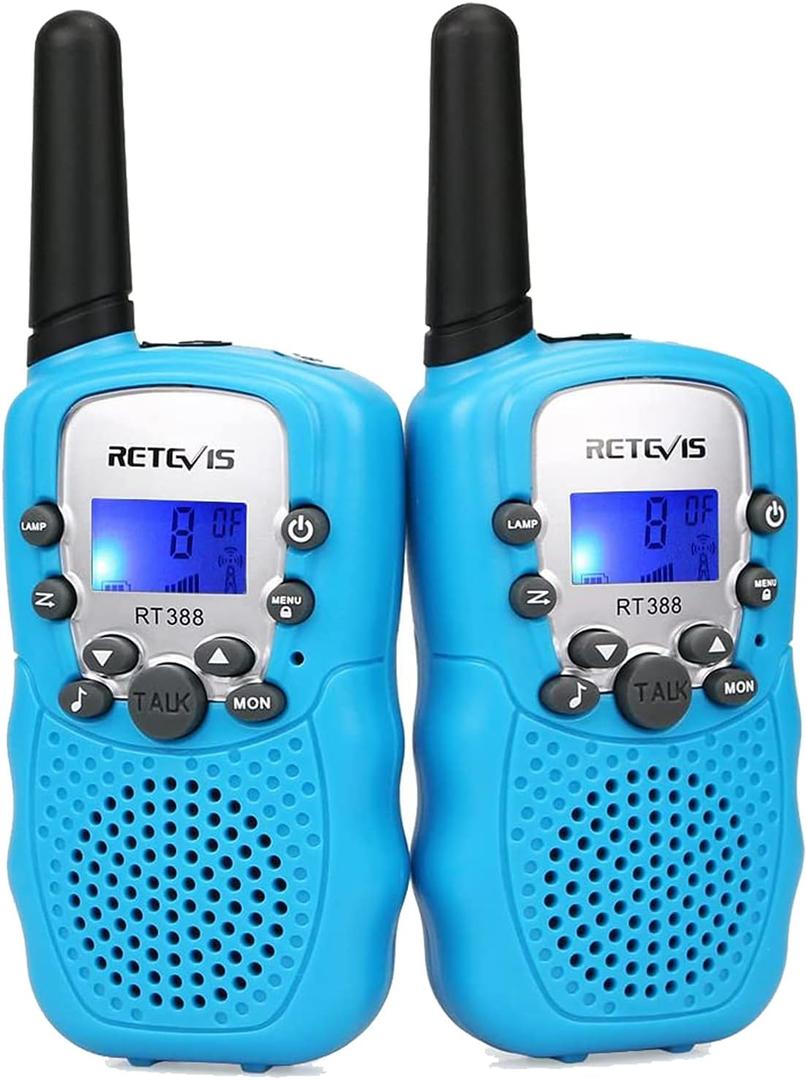 Retevis RT388 Walkie Talkies for Kids, Toys for 6 7 8 9 12 Year Old Boys, 22 Ch 2 Way Radio Backlit LCD Flashlight, Blue Walkie Talkies for Kids Gifts Christmas Stocking Stuffers(Blue, 2 Pack)