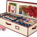 Christmas Wrapping Paper Organizer Storage, with Straps & Pockets, Gift Wrap Organizer Bag for Christmas Decorations, Fits Upto 24 Rolls, Underbed Storage for Holiday Decoration, (Ivory)