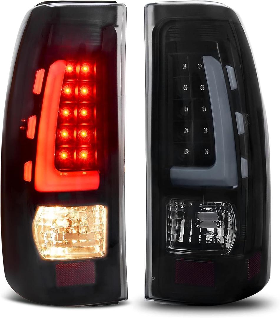 AUTOSAVER88 LED Taillights Tail Lights Assembly Compatible with 1999-2006 Chevy Silverado 1500/2500, 01-06 Silverado 1500HD/2500HD/3500, 99-02 GMC Sierra 1500 2500 3500 Truck Tail Lamp Smoke