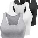 Sports Crop Tank Tops for Women Cropped Workout Tops Racerback Running Yoga Tanks Cotton Sleeveless Gym Shirts 3 Pack S