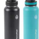 ThermoFlask Stainless Steel Water Bottles 2-Pack - Double-Wall Vacuum Insulated 40 oz BPA-Free Spout Lids - Keeps Drinks Cold 24 Hrs, Hot 12 Hrs - Leakproof, Dishwasher Safe, Onyx Black/Splash