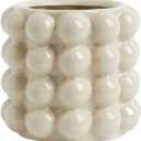 Bubble Vase, Beige Ceramic Vase for Flowers, Short Vases for Boho Decor, Decorative Vases for Flowers, Living Room, Bedroom, Office, Fireplace, Mantel, Coffee Table, 5 Inches (Medium)