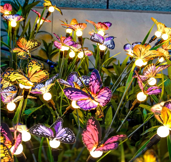 TONULAX Solar Garden Lights - 2 Pack Swaying Butterfly Light, Swaying in The Wind, Solar Outdoor Lights, Yard Patio Pathway Decoration, High Flexibility Iron Wire & Realistic Butterflies (2 Pack)