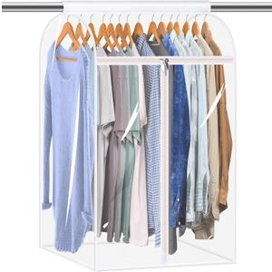 KEETDY 35" Hanging Garment Bags for Closet Storage Large Clear Garment Bags for Hanging Clothes Garment Rack Cover Coat Protector for Suit, Wardrobe, Bottom Enclosed