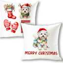 Maltese Merry Christmas & Love Pillow Covers 2 Pcs- 18x18 Inch, Dog Lover Pillow Covers Gift for Woman, Merry Christmas Xmas Maltese Home Decorative