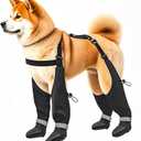 Suspender Boots for Medium Dogs, Tall Dog Boots Anti-Slip & Fall Waterproof Dog Shoes Leggings, Adjustable Paws Protector for Dogs Winter Snow Rain Hiking (M)