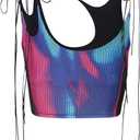 CAPE CLIQUE Y2K Tops Rave Outfits Sexy Tops for Women Party Club Night Halter Sleeveless 3D Body Print Summer Crop Tank Top (M)