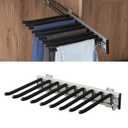 Trousers Rack 9 Arms Retractable Closet Pants Hanger Side Mounted Space Saving Trouser Hanger Rack, Right Side Installation  (Black)