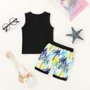 YOUNGER TREE Toddler Baby boy summer clothes Beaches Love Me Sleeveless Vest Tops+Shorts Kid Casual outfits (Black)