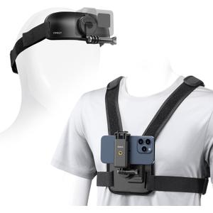 ULANZI Phone Chest and Head Mount Kit for POV Sets - Hands Free Phone Holder Support Vertical Shots, Compatible with iPhone, GoPro Hero, DJI Osmo Action, Insta360, Smartphones