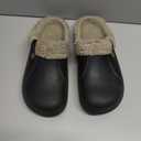 Beslip Classic Fur Lined Clogs Waterproof Winter Fuzzy Slippers for Women Men Indoor and Outdoor (11-11.5 Women/9.5-10 Men, Black/White)