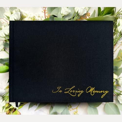 Funeral Guest Book for Memorial Service - In Loving Memory Celebration of Life Guest Book for Memorial Service with Matching Share a Memory Table Stand - 250 Guest Entries with Name & Address (Black)