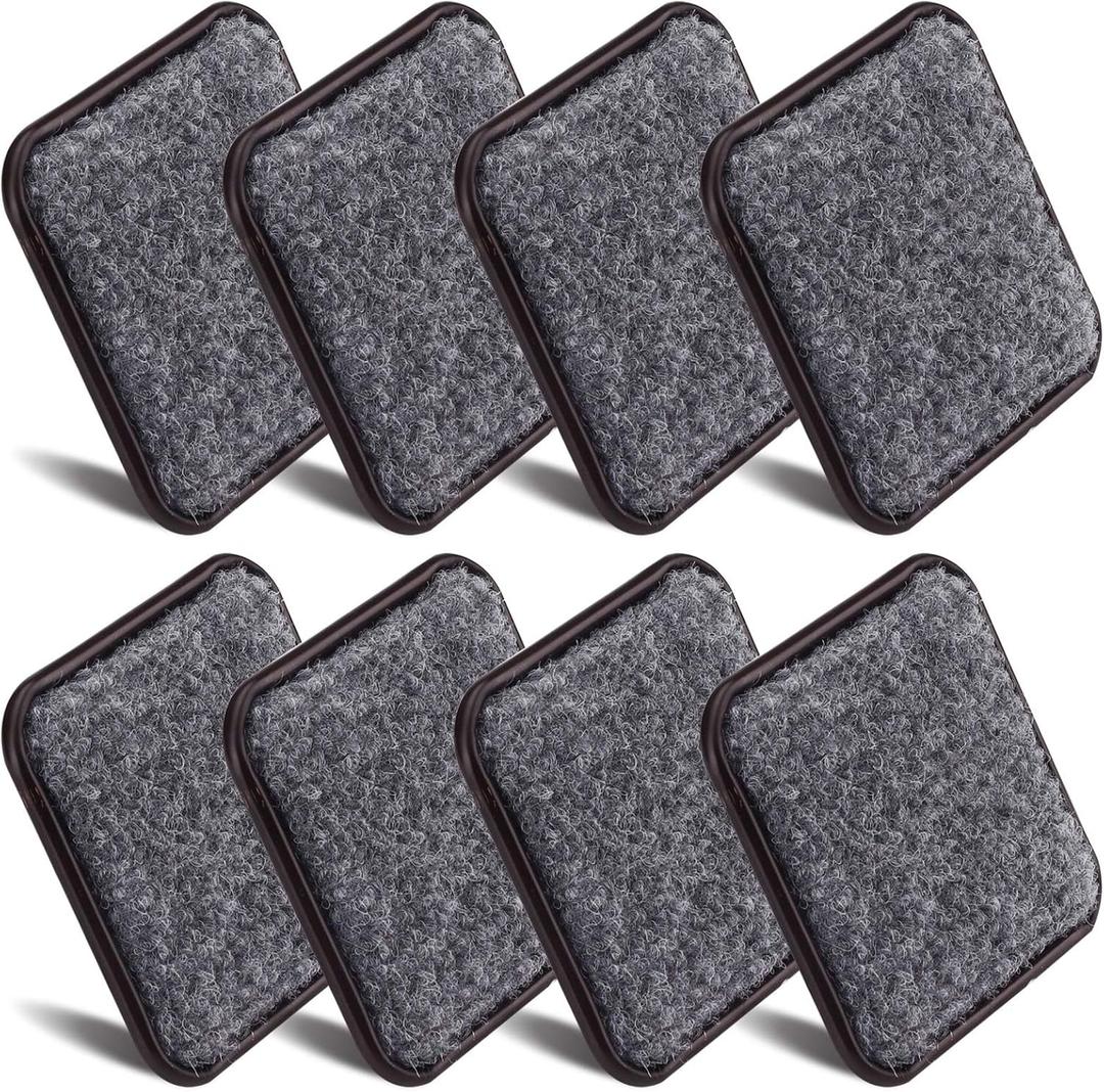 ASTIMESA 8 Pieces 2.4" Square Furniture Sliders, Heavy Duty Furniture Pads Cups with Carpet Base, Reusable Floor Protectors for Hardwood Vinyl Tile Couch Table Chair Bottom (Brown) (61mm, Square)