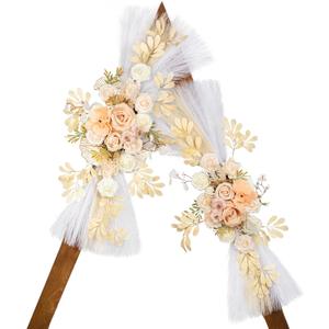Wedding Arch Flowers, Artificial Flowers for Decoration, Large Flower Swag for Boho Styles Wedding Ceremony Floral Decor - Pack of 2 (Beige&white&champagne)