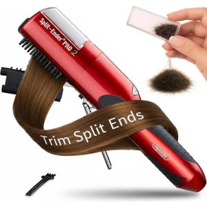 Split-Ender Pro 2 - Original Professional Beauty Tool - Cordless Split End Hair Trimmer for Damaged, Dry, Brittle, Frizzy, Curly or Straight Hair (Red)
