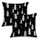 AOFANGGO Christmas Pillow Covers 18x18 inch Set of 2 Winter Xmas Trees Snow Throw Pillows Farmhouse Decor Accent Pillow Holiday Outdoor Cushion Cover Case for Couch Sofa