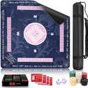 2025 Mahjon Mat for Table,31.5" x 31.5" Mahjon Table Mat with Rules,Non-Slip and Noise-Reducing Gaming Mat for Poker,Dominoes,Card,Board & Tile Games,Mahjon Set with Carrying Bag