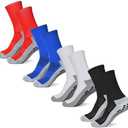 Finerview Men Grip Soccer Socks, Anti Slip Non Slip Grip Pads Athletic Sports Crew Socks, M, 4 Pack