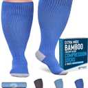 Doctor's Select 3 Pairs Plus Size Compression Socks Wide Calf | Bamboo Viscose Knee High Socks for Circulation Support | Compression Socks for Nurses, Travel, Running | Blue, Teal, Gray (4X-Large)