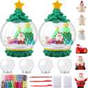 Shappy 4 Set Christmas Snow Globes Making Kit DIY Make Your Own Snow Globes for Kid Holiday Craft 4 Round Clear Bottles 24 Clay 6 Crafts 2 Pack Artificial Powder with Tool for Decor Gift No Water