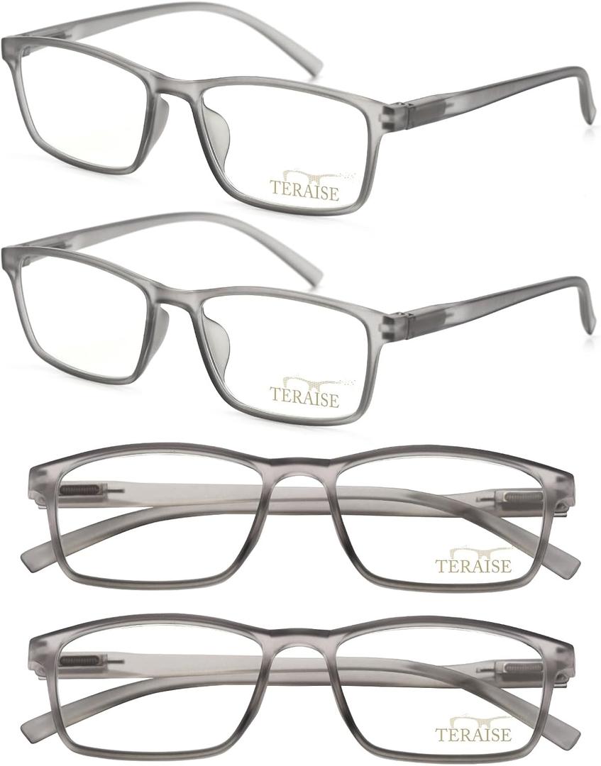 TERAISE Reading Glasses Men 4-Pack Ultralight Blue Light Reader Glasses Women with Spring Hings,Clear Vision&Anti Eyestrain