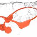 IP68 Waterproof Swimming Headphones, Bone Conduction Bluetooth 6.0 Headphones, Built-in 32GB MP3 Player, Soft Lightweight Open-Ear Design for Swimming Marathons Showers Cycling(Orange