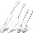 Cake Cutting Set for Wedding, Wedding Cake Knife and Server set Silver Cake Cutter Set and Pie Server Spatula for Anniversary Birthday Christmas Gifts