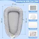 Baby Lounger - Baby Lounger for Newborn 0-24 Months, Breathable Pure Cotton Baby Nest Lounger Cover, Baby Registry Newborn Essentials Gifts, Portable Floor Tummy Time Lounger for Home & Travel (Grey Star)