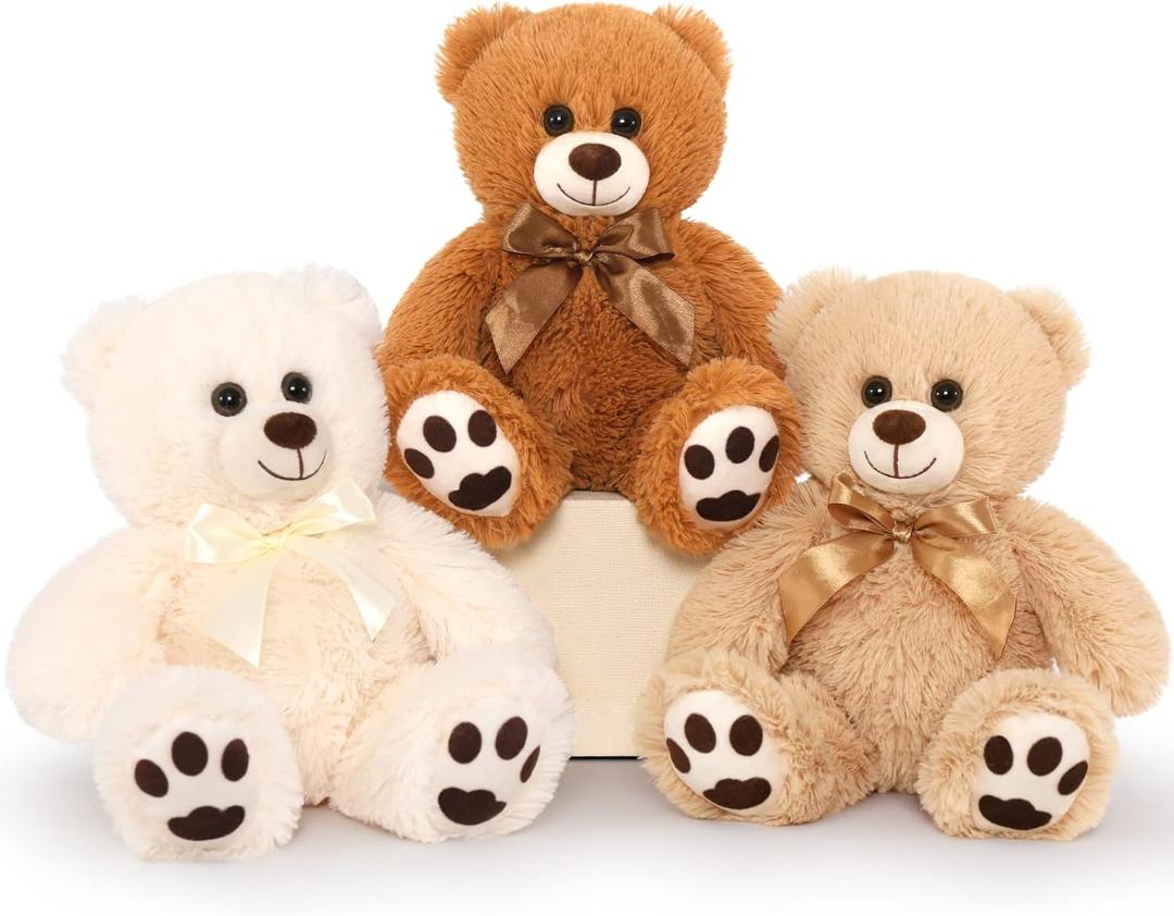 MorisMos Bulk Teddy Bears for Kids, 3-Pack Teddy Bear Stuffed Animals Bulk for Baby Shower, 14'' Teddy Bears Bulk,Soft Stuffed Bear Stuffed Animal Wholesale for Valentine's Gift Birthday Party Favors