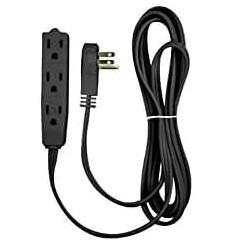 White Extension Cord 10+ Ft 3-Prong 3-Outlet Extension Wire- Space-Saving Flat Angled for Indoor Use by Bindmaster- UL-Listed