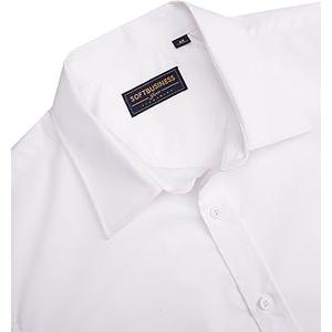 Men's Dress Shirts Stretch Stain Shield Long Sleeve Solid Formal Shirt Business Casual Button Down Shirts (Medium, White)