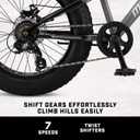Mongoose Argus ST Fat Tire Mountain Bike for Kids Boys Girls, 20-Inch Wheels, Mechanical Disc Brakes, 10.5-Inch Steel Hardtail Frame, 7-Speed, Grey