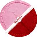36 Inch Christmas Tree Skirt, Chunky Rustic Twisted Woven Round Tree Skirt with Tie Closure for Family Gatherings, Holiday Parties, Christmas Decorations (Red)