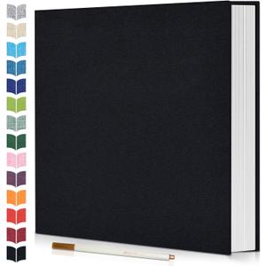 Photo Album Self Adhesive Scrapbook,Large Photo Book for 4x6,5x7,8x10 Pictures,DIY Album for Baby Wedding Family Travel Birthday,with Metallic Pen and Scraper (Black)