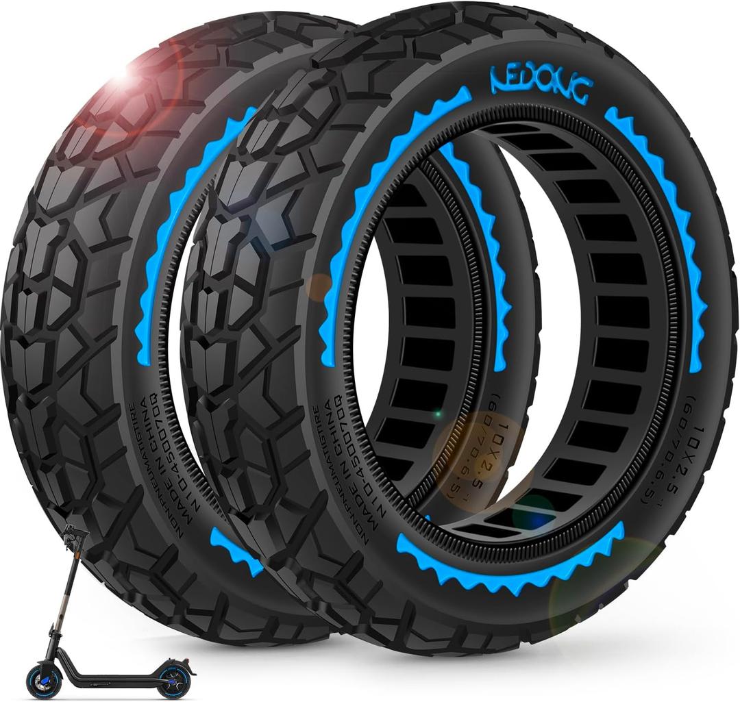 BANGTING 2PCS 60/70-6.5 Scooter Tire Tubeless - 10x2.50 Front or Rear Replacement Puncture-Proof Solid Tires, 10x2.50-6.5 Airless Off-Road Tire for Segway G30/G30D/G30LP/G30D II (Blue)