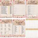 Teling 145 Pieces Bridal Shower Game Bridal Shower Favors Set Wedding Games Cards and Pencils for Bride Groom Bachelorette Party Wedding Party Favor(Rose Style)