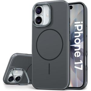 Vihibii for iPhone 17 Case with Kickstand, [Compatible with Magsafe], Shockproof Sturdy Cover & Raised Edges Protection, Fade-Resistant Glow Slim Stylish Phone Case for iPhone 17, 6.3" (2025), Grey