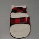 Malier Classic Plaid Fleece Dog Coat  Warm Winter Jacket with Pocket, Windproof  Red, XSmall