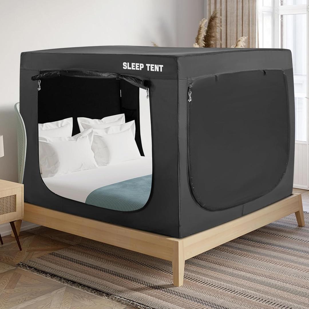 Bed Tent King Bed Canopy Tents for Kid and Adult - Portable Dream Tent Indoor Sleeping 93% Blackout Tents