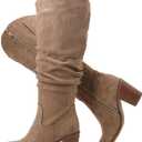 Luoika Women's Extra Wide Calf Cowboy Knee High Boots, Wide Width Cowgirl Slouchy Boots Chunky Pump Heel Plus Size Western Boots. (9.5 XW ,Beige 702)