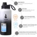 Farsea Insulated Water Bottle With Paracord Handle, Protective Silicone Boot and 2 Lids (Straw Lid & Spout Lid), Stainless Steel Water Bottle Wide Mouth, Double Wall Sweat-Proof BPA-Free, 40 oz (40 Ounces, Coral/Punch)