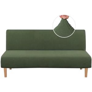 H.VERSAILTEX Armless Futon Cover Stretch Sofa Bed Slipcover Protector Elastic Feature Rich Textured High Spandex Small Checks Jacquard Fabric Futon Cover, Machine Washable, Bronze Green
