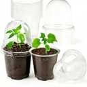 JOPY 4 Inch Plastic Nursery Pots with Humidity Dome for Plants 20 Pack Clear Seedlings Planting Pots for Garden Indoor and Outdoor Small Planter Containers with Drainage Holes