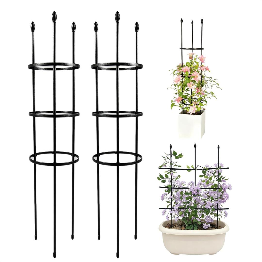 2-Pack Garden Trellis for Climbing Plants, 48 Inch Adjustable Garden Trellis & Plant Trellis for Outdoor & Indoor Potted Plants, Use as Flat Trellis or Plant Cage, 48"Height, 2-Pack