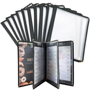 8.5 x 11 Inch Menu Covers, 10 Pack 4 Page 8 View Menu Sleeves Clear View Menu Holder for Kitchen, Restaurant Supplies, Drink, Menu